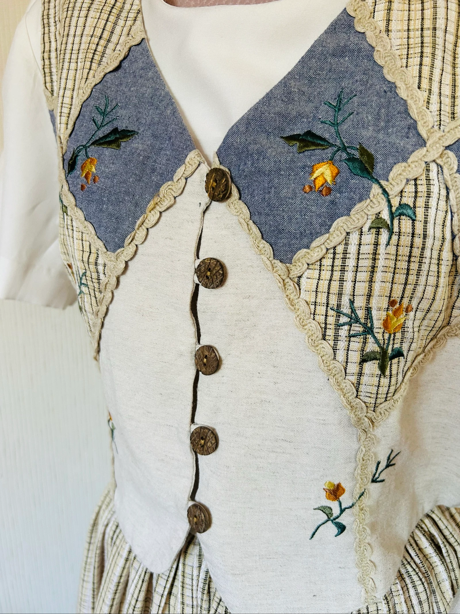 🌿🌻Robe vintage broderie champêtre cottagecore folk embroidered country dress 36/38🌻🌿 – photo 14